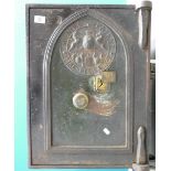 Cast Iron Safe: Milners & Patent Cast Iron Safe with key. (H)61cm x (W)46cm x (D)46cm approx.