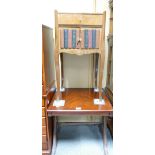 Side table and cabinet: Regency style mahogany inlaid cross banded side table with pull out writing