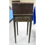 Wooden Sewing Box on stand: carved top