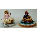 Royal Doulton Advertising figures: Colman's Starch Girl, and Lifebuoy Soap boy, limited edition.