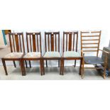 High back chairs: Group of high back chairs, together with rocking chair.