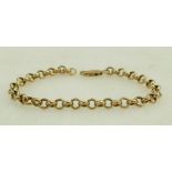9ct gold bracelet: Belcher link gold bracelet, weight 11.8g. 19.5cm.