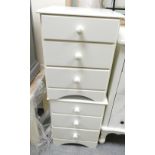 Painted white 3 drawer beside drawers(2)