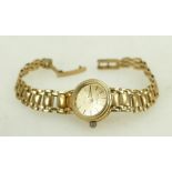 W. Croxton quartz ladies gold watch: 9ct gold hallmarked watch & 9ct bracelet, not working.