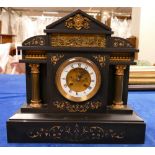 Large Slate Mantle Clock: Side return missing,