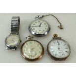 A collection of wrist and pocket watches: Omega Silver .