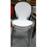 Modern Set of White Stacking chairs: on chrome legs(4)