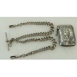 Silver Double watch chain and Vesta: Silver chain measures 37cm clip to clip plus a small dented