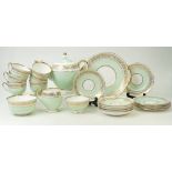 Royal Doulton gilded teaset: Royal Doulton tea set - light green ground with gilded borders.