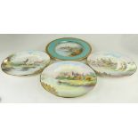 A series Minton cabinet plates with Castle Views: Plates by Shufflebottom (scratch to panel noted),
