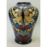 Moorcroft vase in Swallow Tail Butterfly design: Vase height 38cm.