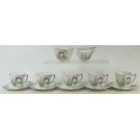 A collection of Shelley china coffee ware: Shelley coffee ware decorated in the swirling grey,