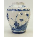 18th century Delft blue & white vase: Delft vase decorated with birds and insects,