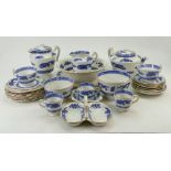 Tray containing Cauldon blue & white transfer decorated tea and coffeeware: Cauldon china in dragon