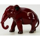 Royal Doulton Flambé small early model of a elephant: Elephant with trunk down, height 11cm.