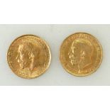 Gold Full Sovereigns: Two sovereigns, one dated 1913 and the other 1911.
