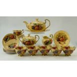Aynsley Orchard Gold gilded Tea set: Tea set comprising gilded cups, saucers, teapot,