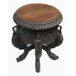 19th Century Chinese hard wood jardiniere stand: Jardiniere with 6 carved dragon legs (51cm tall x