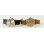 9ct Rotary and Roamer Gents wristwatches: Rotary Watch with leather strap and a vintage Roamer