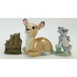 Wade Disney figures: Tom figure together with The Three Bears and a Bambi money box.