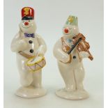 Royal Doulton Snowman figures DS11 and DS15: The Violinist DS11 together with The Drummer DS15 by