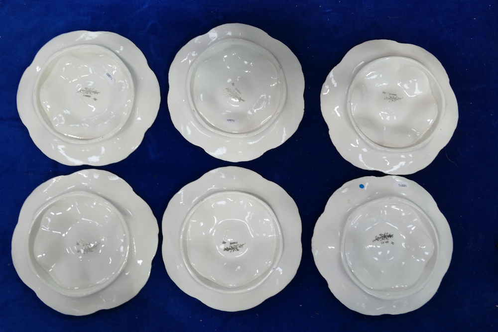 Set of six Sarreguemines Majolica oyster plates: Six plates c1930s, three coloured, diameter 24cm. - Image 2 of 2