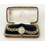 Tudor ladies 9ct cocktail watch: Coactail watch with 9ct gold bracelet, c1950's, overall weight 21.