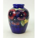 Moorcroft Pansy vase: A William Moorcroft vase decorated in the Pansy design, height 17cm.