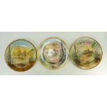 Royal Doulton gilded Cabinet plates: Cabinet plates hand painted with castles by C Hart,
