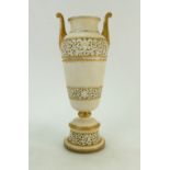 Royal Worcester reticulated two handled Blush Ivory Vase: Vase dated 1966 height 29cm.