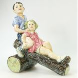 Mid century large figure group of children playing Staffordshire c1930's-40's: A charming subject,