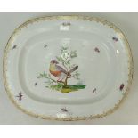 German Meissen Style large Meat platter: Meat platter decorated with Wild Bird and Insect