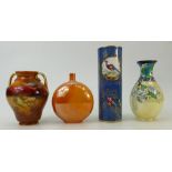 A collection of Royal Doulton vases: Royal Doulton items including two handled vase decorated with