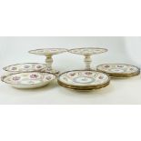 Cauldon china hand decorated and gilded Tazzas and plates: Two Tazzas,