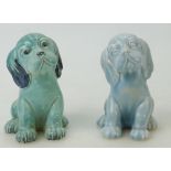 Beswick blue glazed Puppy and another figure: Bewsick model of a seated puppy 454 and a similar