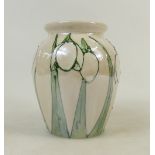 Lise B Moorcroft Vase: Vase dated 2012 with Snowdrop decoration, height 14cm.