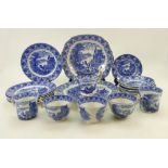 Tray containing Cauldon blue & white transfer decorated teaware: Cauldon teaware.