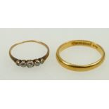 22ct gold wedding ring & diamond ring: 22ct 4.