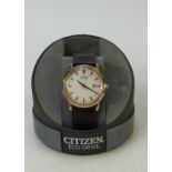 Citizen Eco Drive Gents wristwatch: Citizen watch with leather strap.