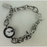Gucci ladies stainless steel watch: Gucci watch with original steel equestrian charm bracelet,