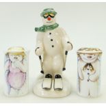 Royal Doulton Snowman cruet and skiing figure;