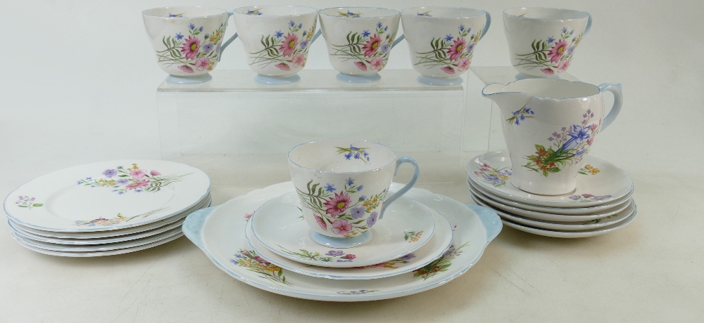 A collection of Shelley China tea ware: Queen Anne shape by Shelley decorated in the Wild flowers - Image 3 of 3