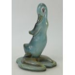 Beswick blue glazed Duck: Beswick model of a stylized duck on base 317.