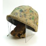 WWII period IJA Imperial Japanese Army Helmet: Helmet with original Camouflage cover with Japanese