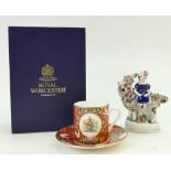 19th century Staffordshire figure and Royal Worcester coffee can & saucer: Staffordshire figure of