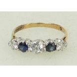 9ct gold stone set ring: Ring size K, 1.5grams.