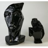 Two Lindsey B / Lindsey Balkweill design / inspired large black busts: Bust height 31cm high,