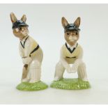 Royal Doulton Bunnykins figures DB150 and DB144: Wicket Keeper DB150 together with Batsman DB144.