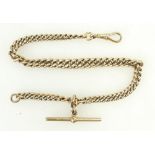 9ct gold Albert watch chain: Chain hallmarked on every link, length, clip to ring 31.
