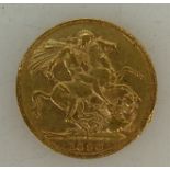 Full gold Sovereign coin: Full sovereign dated Victoria 1890.